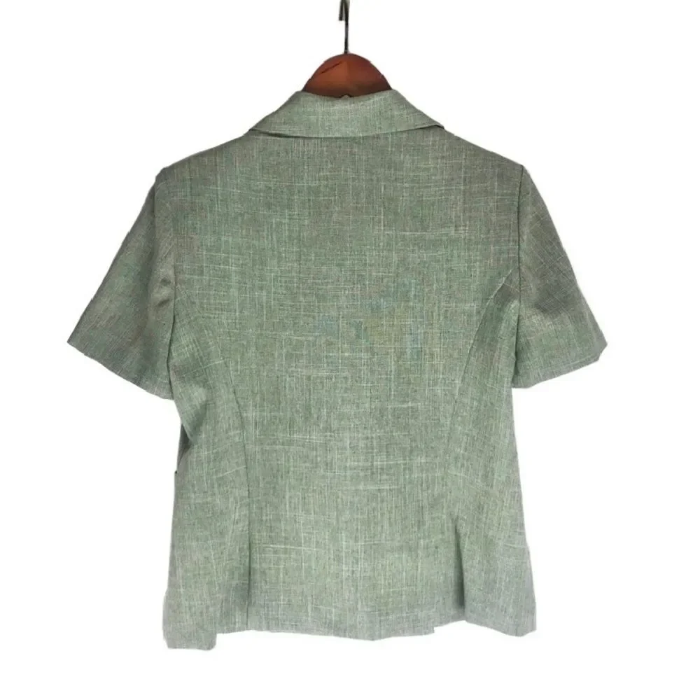Vintage Womens Sage Green Short Sleeve Blazer & Pencil Skirt Suit Set